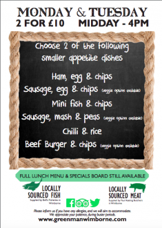 New 2 for 1 menu available now